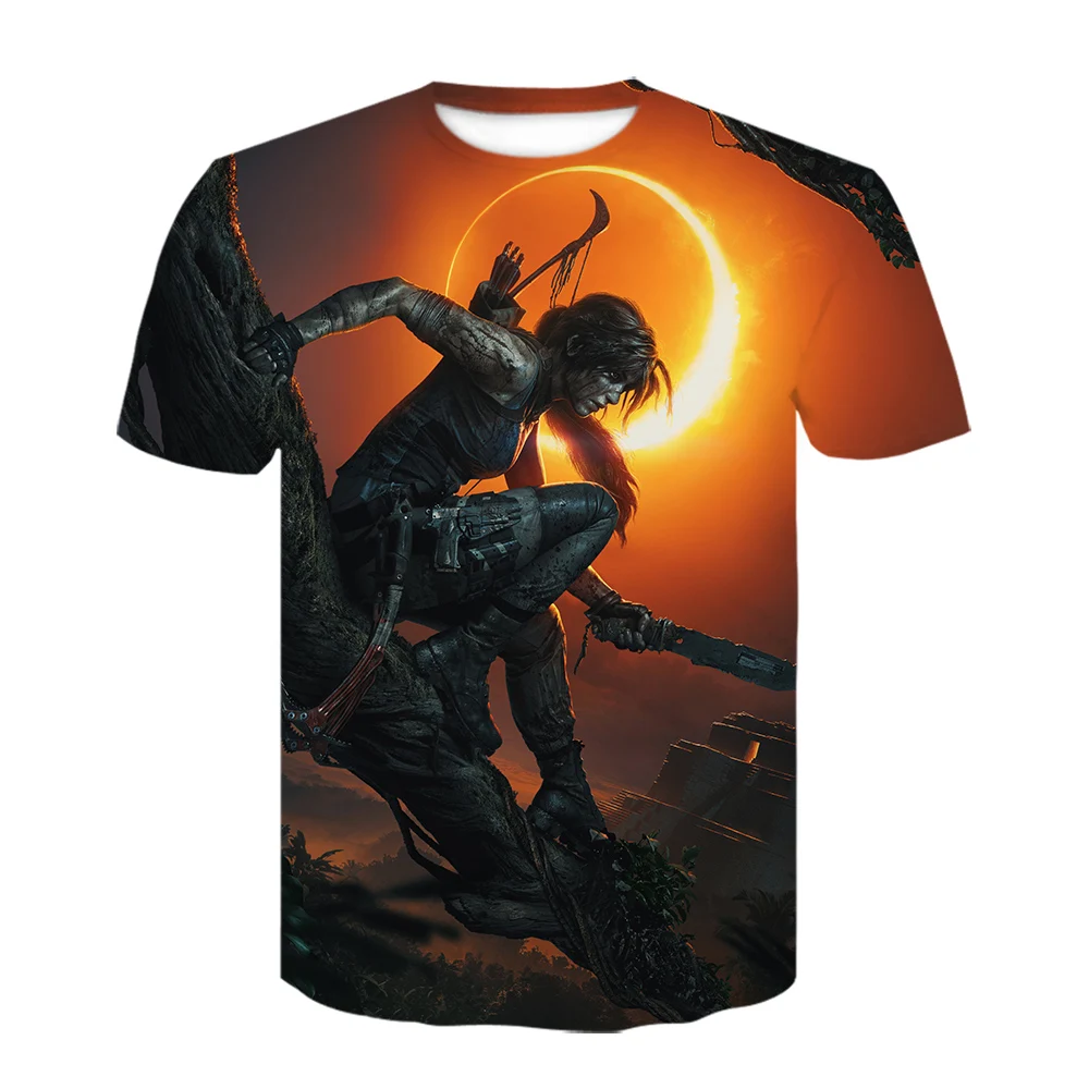 

2019 new classic game Tomb Raider 3D T-shirt cosplay Lara Croft print summer fashion street style casual loose T-shirt top