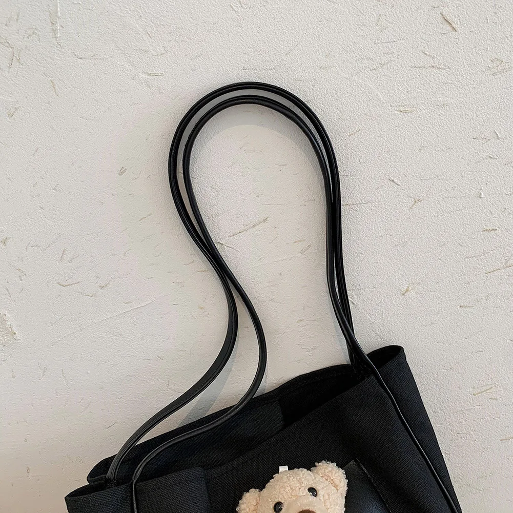 Sac à main en toile pour femmes, fourre-tout à la mode, décor de poupée d'ours, sac à bandoulière mignon, sac à poignée supérieure pour dames filles, Shopping quotidien