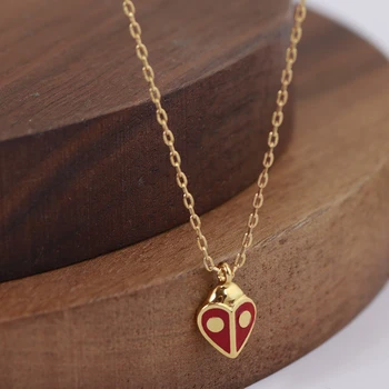 

Europe and America simple funny lovely red ladybug three-dimensional delicate enamel love new necklace clavicle chain girl