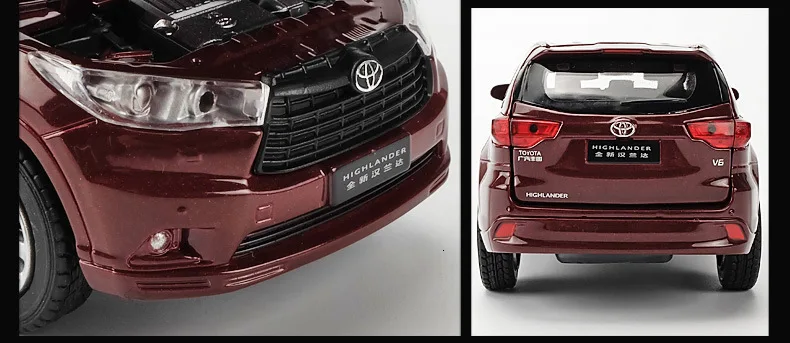 1:32 TOYOTA Highlander литья под давлением сплав модель автомобиля игрушка высокая имитация металла SUV модель 6 дверей может быть открыт подарок для детей Рождество