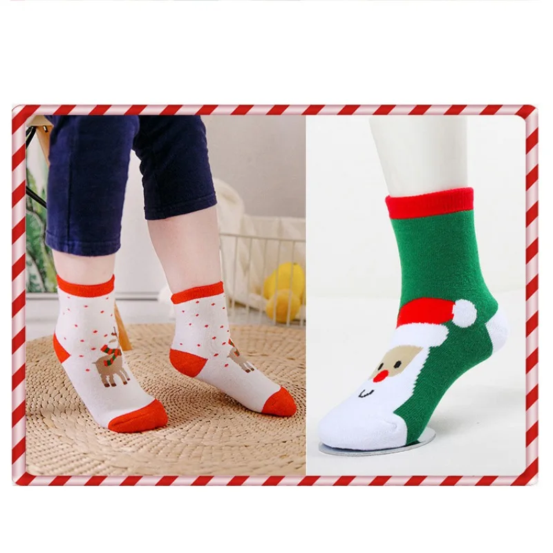 1 Pair Autumn Winter Christmas Gift Baby Kids Cotton Warm Thick Socks Floor socks Toddler Boys Girls Cute Cartoon Elk Socks