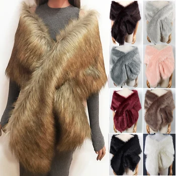 

10 Colors Winter Fur Faux Wraps Bolero Women Bridal Shawls Wedding Cape For Evening Party Dress Bridal Cloaks Wedding Coat Shrug