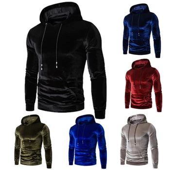

Autumn/winter men's hoodies Loose fleece jacket Plus size sweatshirts for man Golden velvet glossy hoodie High quality 2019