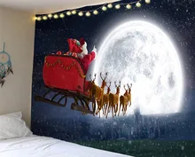 

Gift of New Year Winter Night Tapestry Home Decoration Santa Claus Wall Decor Merry Christmas Fireplace Tree Hanging Cloth