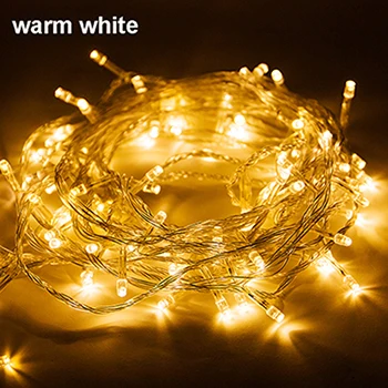 warm white EU/US Plug 10M 100LED Waterproof Outdoor String Lights Christmas Fariy Garlands Wedding Party Christmas Holiday Decoration - Испускаемый цвет: warm white