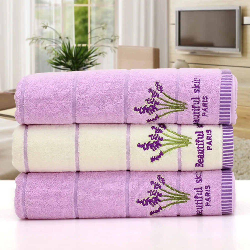 1PC Aromatherapy Bath Towel Embroidery Lavender Towel Cotton Hand Face Towels 