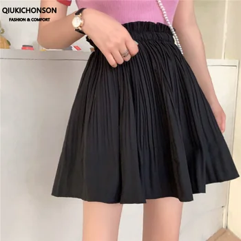 

Frill High Waisted Pleated Skirt Women Korean Cute Maiden Wind Summer Black Purple Short Chiffon Skirts