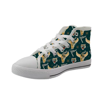 

NOISYDESIGNS Brand 2020 Spring High-top Kids Shoes Canvas Tiger Printing White Children Sneakers For Boys Lace-up Walking Tenis