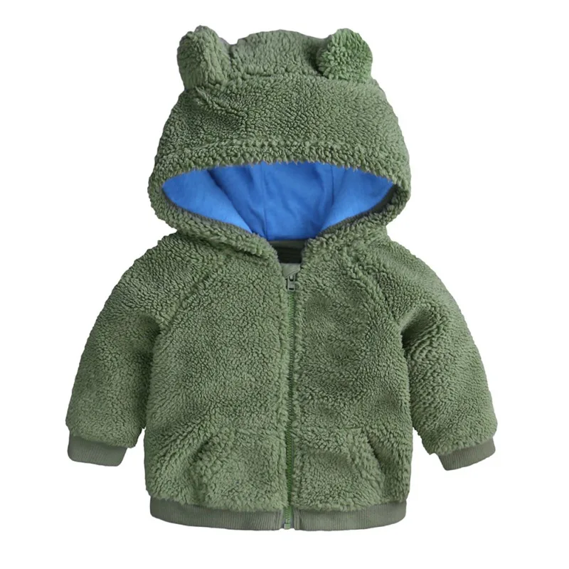 Зимняя Теплая Одежда для новорожденных девочек и мальчиков; пальто с капюшоном; куртка для малышей; Верхняя одежда для детей 0-18 месяцев - Цвет: Зеленый