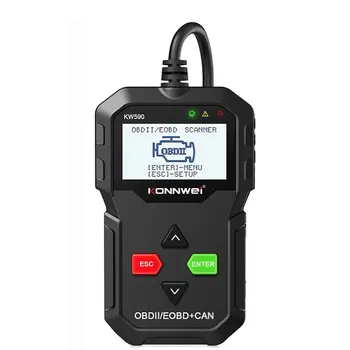 KW590 obdii/eobdスキャナー車コードリーダー車の診断スキャンツールで簡単に液晶ディスプレイポータブルバッグ