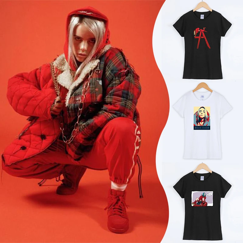

Billie Eilish Cool Design T-shirt Women Hip Hop Harajuku Clothing 2020 Summer Hot Sale Hipster Streetwear Casual Cotton Top Tee