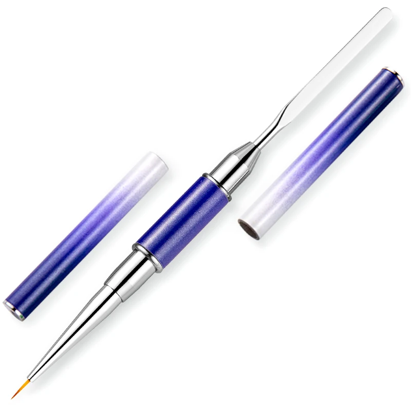 Кисть для дизайна ногтей, двусторонний шпатель, рисунок цветов, градиентный металлический французский карандаш, Плоская Круглая ручка для макияжа, инструмент для смешивания маникюра
