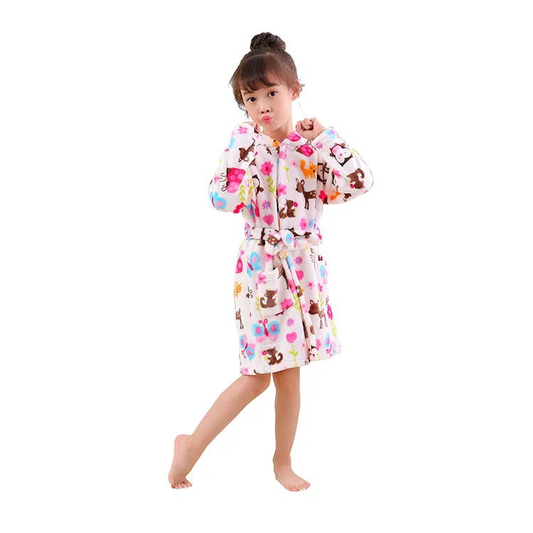 Children Bath Robes Flannel Winter Kids Sleepwear Robe Infant Pijamas Nightgown For Boys Girls Pajamas 2-10 Years Baby Clothes