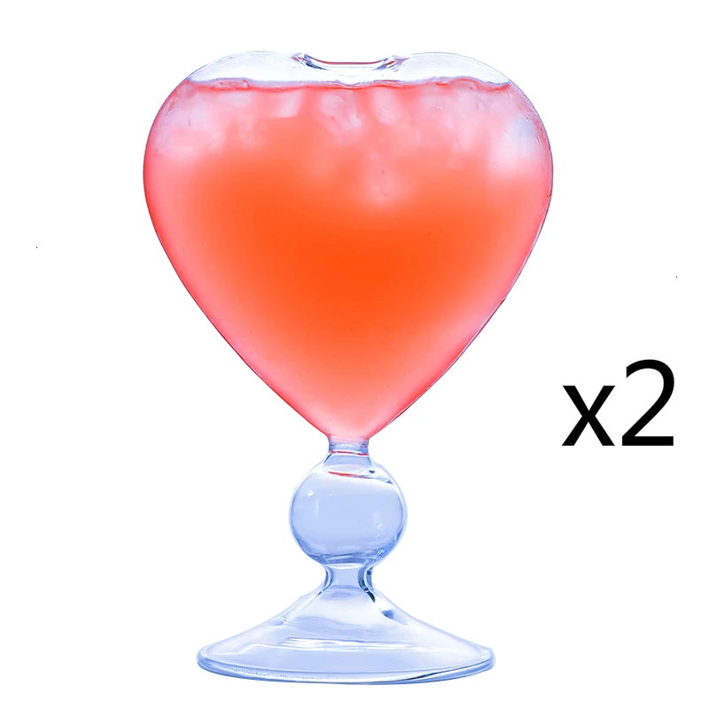 2 Pcs Glass Любовник тема Сердце Форма Милая коктейльное Стекло Творческий бар вечерние смешивания вина специальная соломинка для напитков Кубок День святого Валентина - Цвет: 2 Pcs Glass