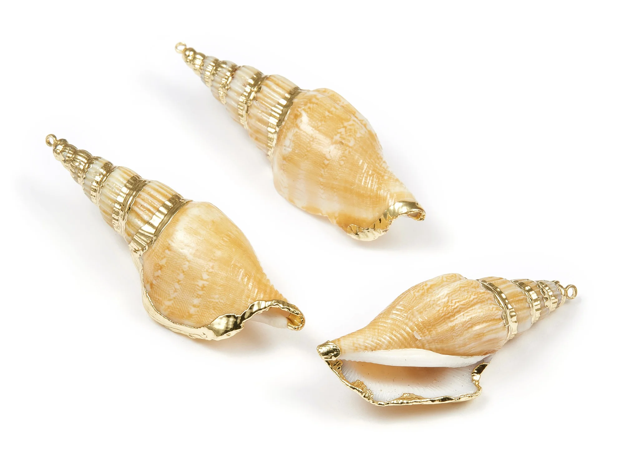 

Whelk Seashell Charms - Seashell Earrings and Pendant - Gold Tone Plated Earrings - 2pcs/lot - 58.39x24.42mm - SF1095