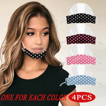 

4pcs Transparent Face Mask Adult Washable Lip Reading Face Cover Mouth Muffle Salvaorejas Mascarillas Beauty Mouth Mask Masque