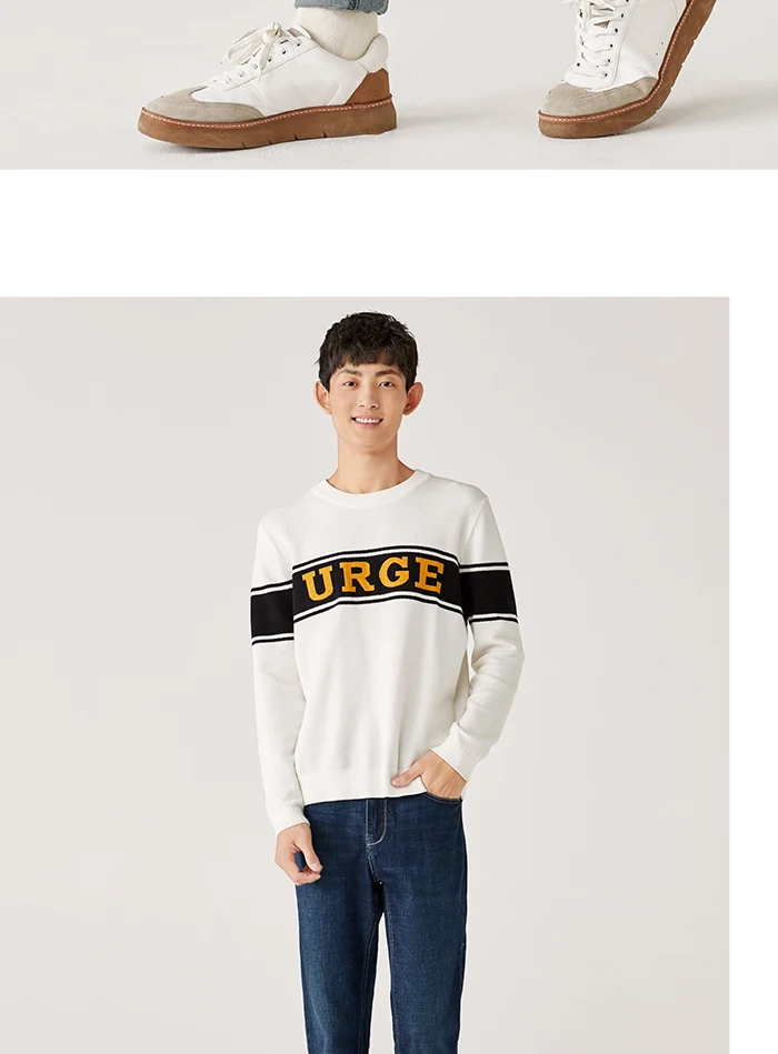 SEMIR, Стрейчевые джинсы, зимние, мужские, ins, порт, стиль, с буквенным принтом, маленькие, прямые брюки, удобные, стрейчевые, мужские джинсы
