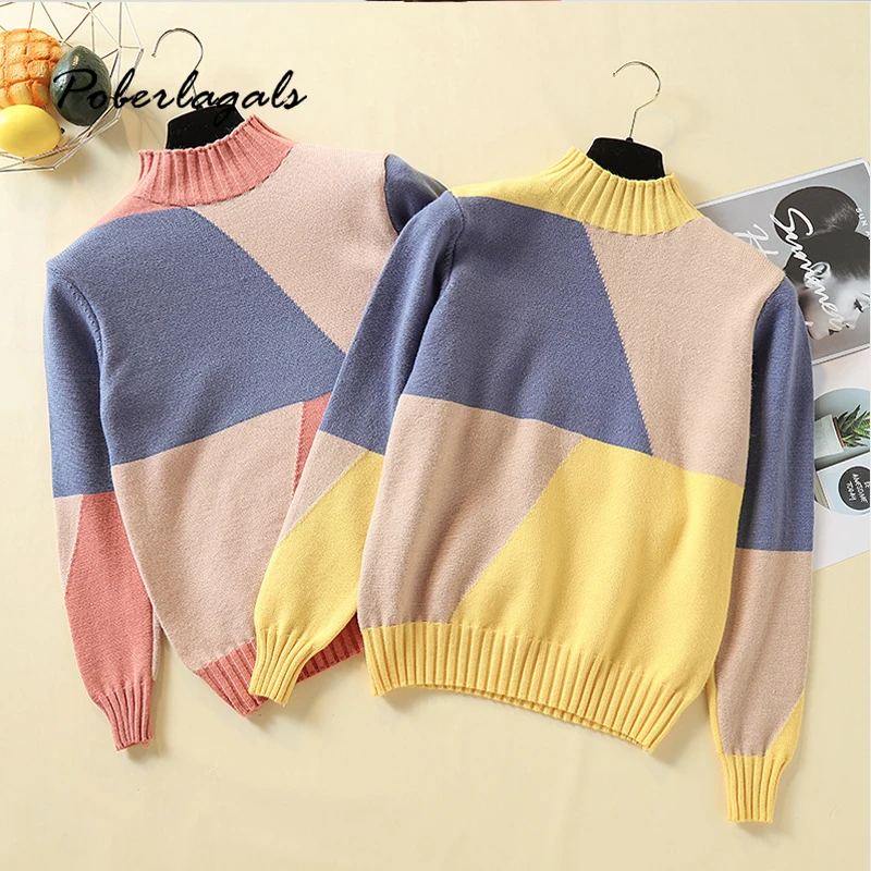 Осень зима вязаный свитер женский 2019 корейский Свободный сращивающийся