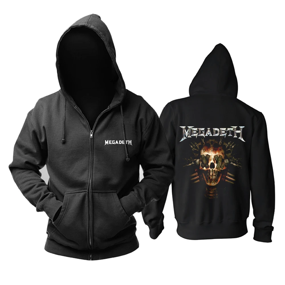 25 дизайнов Megadeth рок черные толстовки оболочка куртка трэш металлический Свитшот 3D Череп Кость Sudadera молния флисовая верхняя одежда