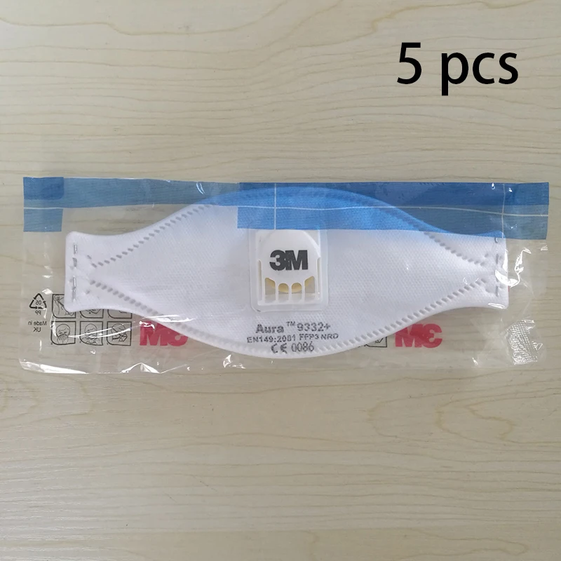 5pc 9332 3 м складной частицы респираторная Пылезащитная Маска Анти-туман PM2.5 9332 9322 хлопковая Футболка с изображением маски клапан выдоха FFP2 FFP3 - Цвет: 5pc 9332