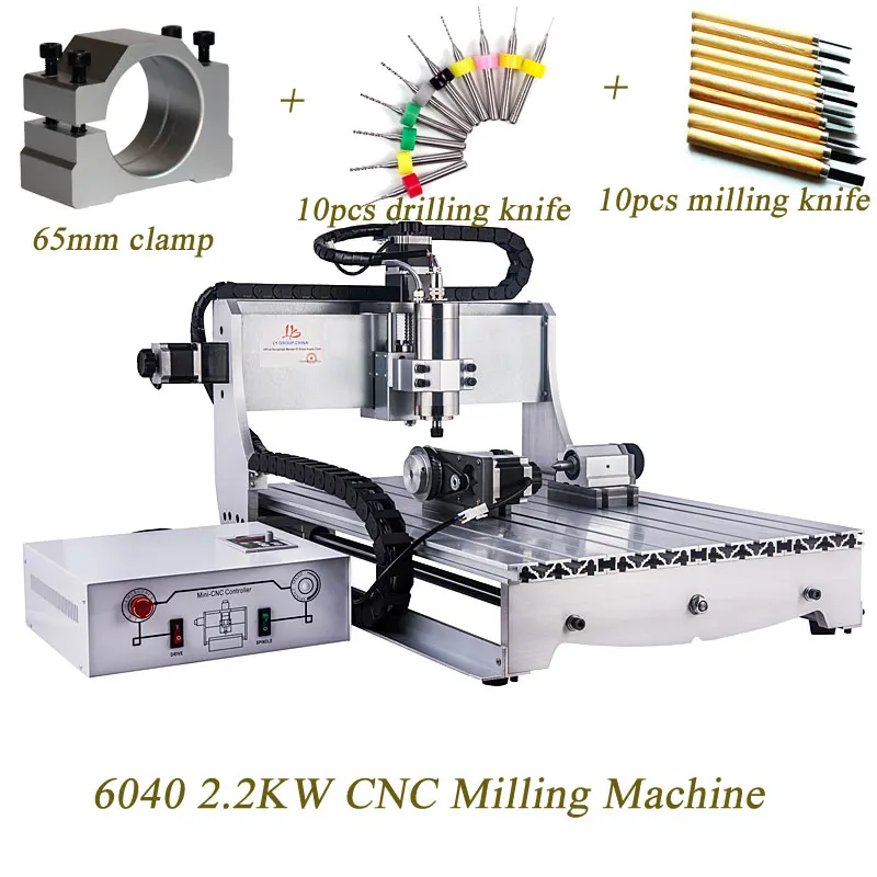 Мини фрезерный станок с ЧПУ для резки металла 3 оси 4 6040 2 кВт шпиндель охлаждения
