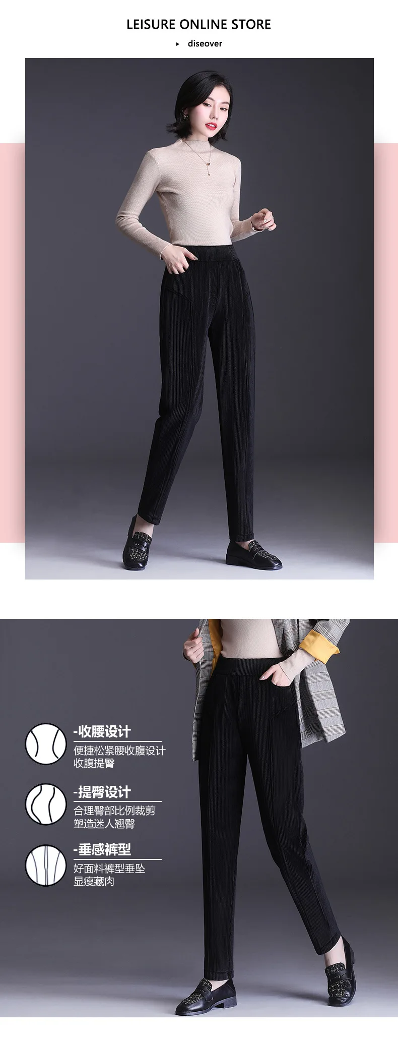 High Quality Corduroy Harem Pants 2021 Autumn Sweatpants Women Clothing Winter New High Waist Straight Leg Warm Casual Trousers gloria vanderbilt capris