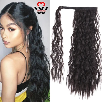

MANWEI Women Long Corn Wavy Natural Ponytail Clip in Pony tail Hair Extensions Wrap Around on Synthetic Hair Piece