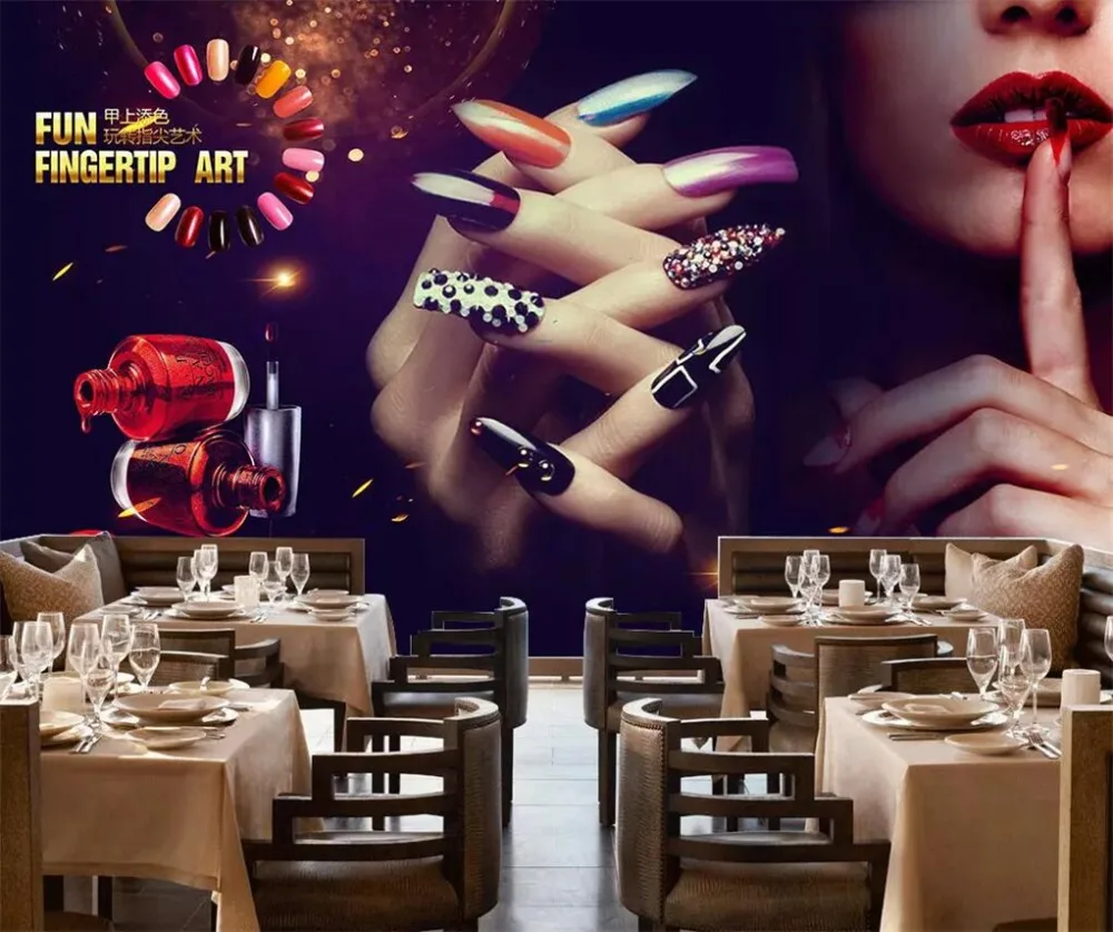 3d фотообои на заказ винтажный макияж для ногтей настенная бумага фон