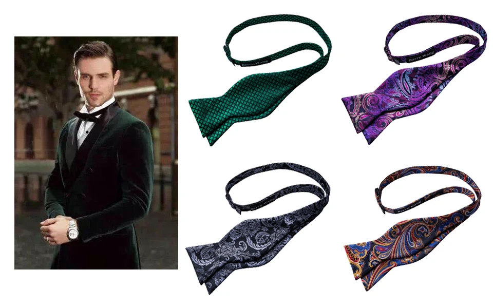 Самостоятельно галстуки-бабочки для мужчин, шелковый галстук-бабочка, темно-зеленый дизайнерский галстук, запонки, воротник для костюма, съемный галстук, Барри. WangLH-1012
