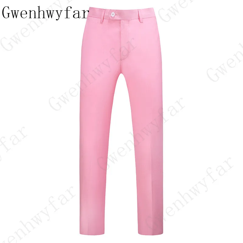 Фирменные оранжевые клетчатые мужские брюки весна-осень, деловые брюки для мужчин, высококачественные мужские клетчатые брюки, облегающие офисные брюки - Цвет: pink