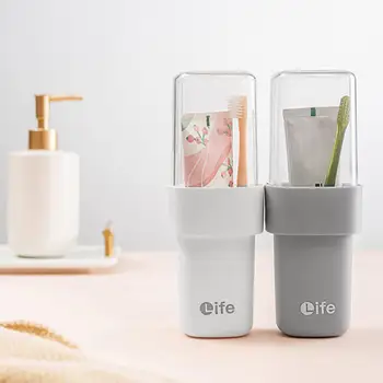 

Double-layer Simple Mouthwash Cup Toothbrush Holders Couple Travel Toothbrush Storage Box Wash Set Bathroom Washing Tooth Mug