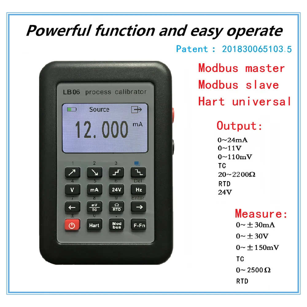 TZT LB06 Multifunction Process Calibrator 0-24mA 0-11V/ mV Signal Generator Hart Modbus Function