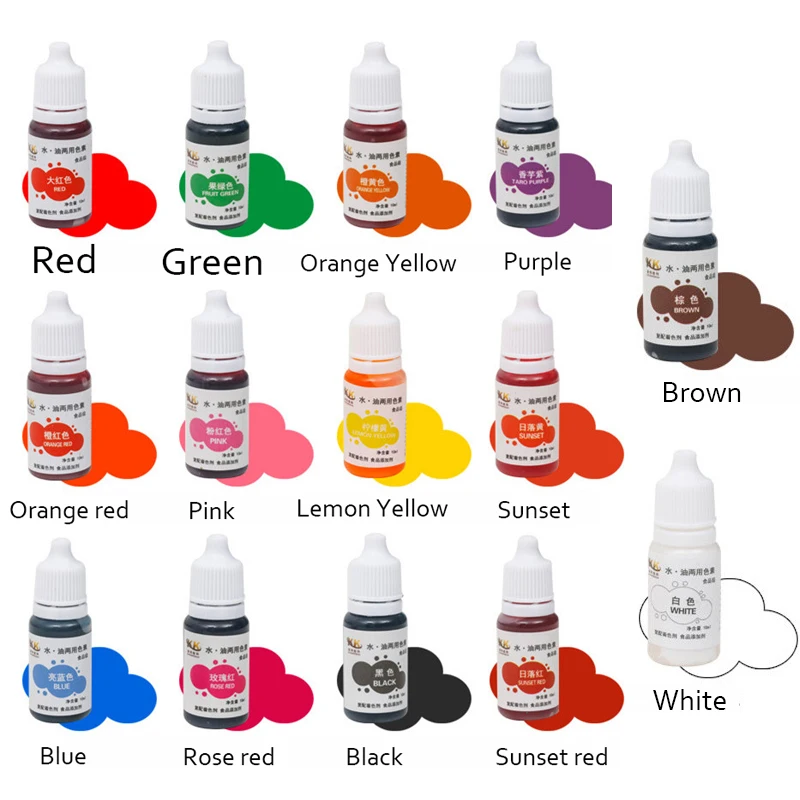 

14Colors/set Edible Pigment 10ML Ice Cream Cake Food Coloring Ingredients Cake Fondant Baking Cake Edible Color Pigment Tools