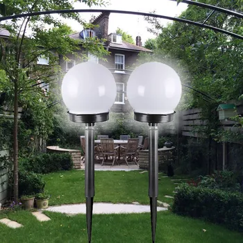 

2pcs LED Solar Power Outdoor Garden Path Yard Ball Light Solar Bollard Stick Lights White Light Courtyard Lawn Road Ground Light