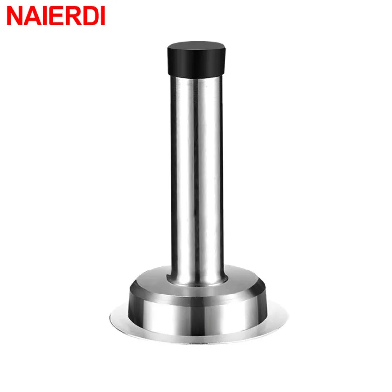 NAIERDI Rubber Stainless Steel Door Stopper Bathroom Door Stop Heavy Duty Wall Mount Bumper Non-magnetic Door Holder Door Catch images - 6