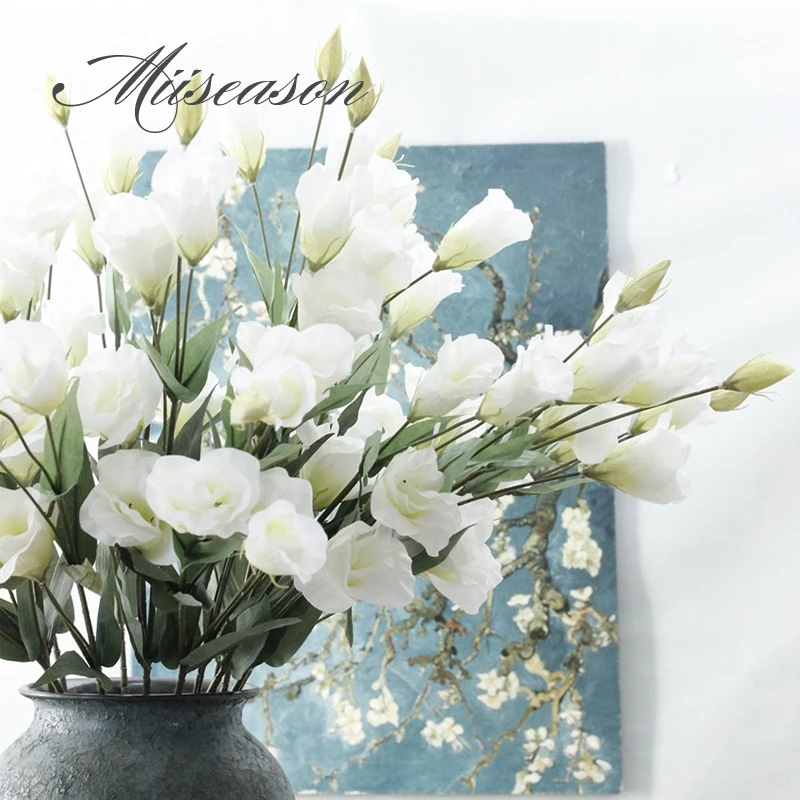 Для свадьбы искусственные цветы 7 головок Eustoma искусственный шелк Gradiflorus Lisianthus декоративный цветок для дома отель Рождество 1 шт