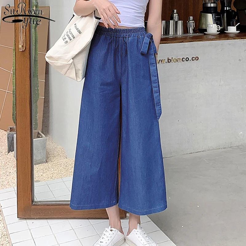 

Casual Loose Women Jeans Casual High Waist Jeans Straight Women Denim Trouser 2022 Thin Korean Pantalon with Blue Bow 10252