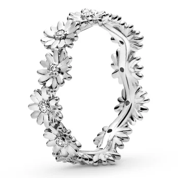 

Authentic 925 Sterling Silver Ring Sparkling Daisy Flower Crown Freedom Ring With Crystal For Women Europe Jewelry