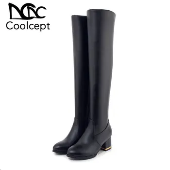 

CoolCept Size 33-46 New Arrival Winter Warm Over Knee Boots Zipper Office Ladies High Heels Shoes Woman Keep Warm Long Boots