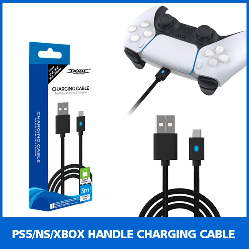 

3m Wireless Controller Gamepad Charging Cable For Ps5/switch Pro Usb Type-c Gaming Joystick Power Cord Support Wholesale Cable