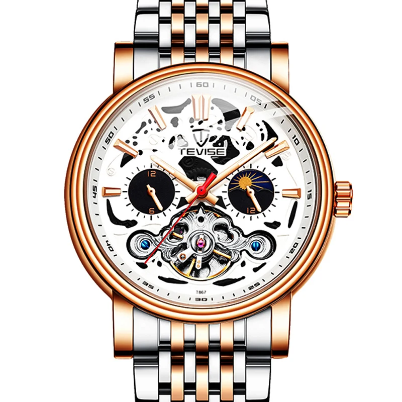 

2023 Top Brand Hollow Mens Retro Watches Automatic Mechanical Watch Tourbillon Clock Steel Waterproof Military Wristwatch