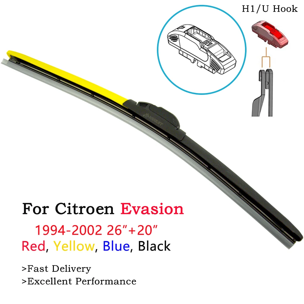 

HESITE Colored Hybrid Windshield Wipers For Citroen Evasion Limusina Monospace MPV Synergie Model Front Windscreen Wiper Blades