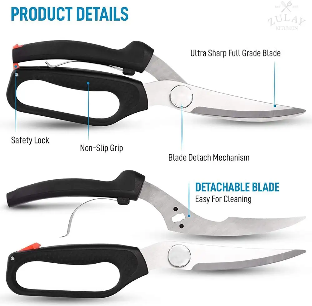 Poultry Shears Heavy Duty Professional Ultra Sharp Poultry Scissors Spring  Loaded Ergonomic Handles - All Purpose Kitchen Shear