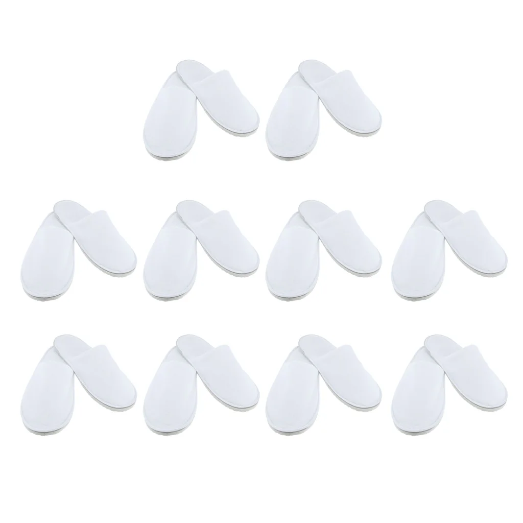 10 Pairs Disposable Slippers | One Time Closed Toe Non-Slip |  for Hotel, Spa, Guest, Nail Salon Use | Made From Coral Fleece
