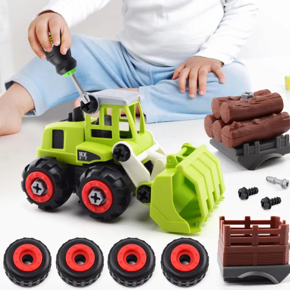 

4Pcs DIY Take Apart Assembly Farm Car Vehicle Excavator Model with Screwdriver Assembled Education For Children Kids Toys