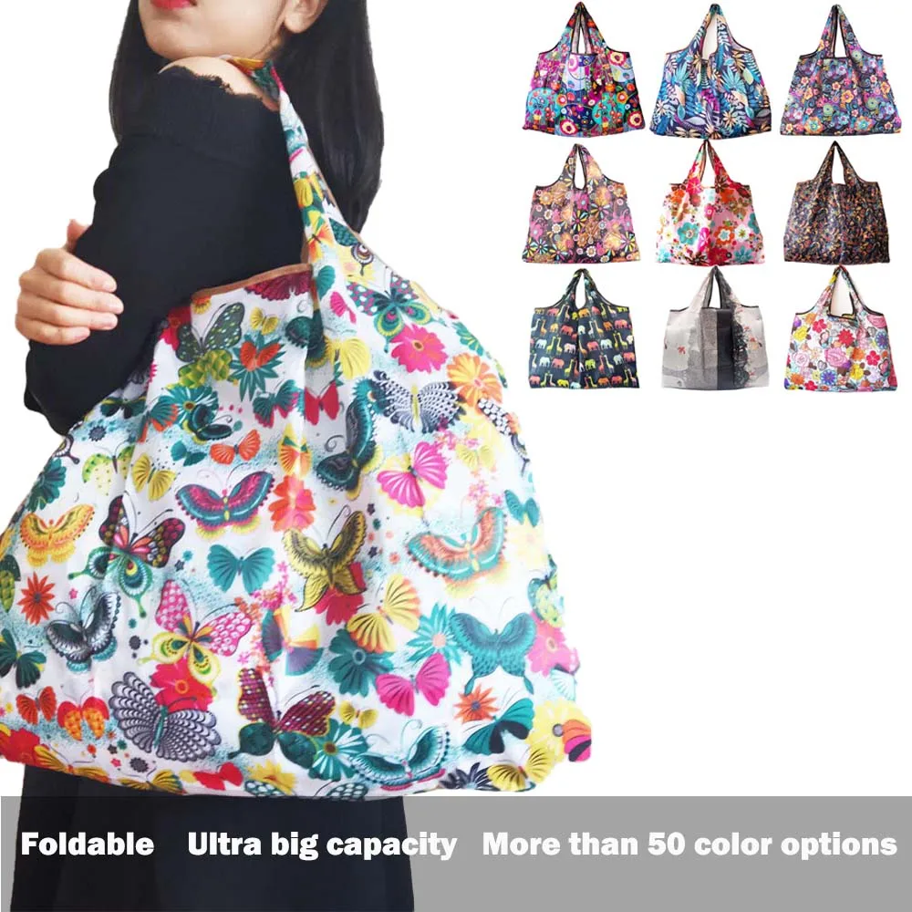Bolsa de compra plegable de nailon, gruesa Oxford, reutilizable, grande, ecológica, ecológica, para supermercado, impermeable
