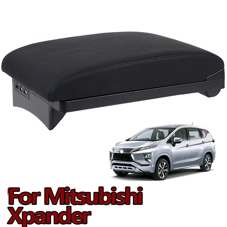 Для Mitsubishi Xpander подлокотник автомобиля аксессуары для интерьера USB подлокотник ящик для хранения центральной консоли Стайлинг украшения - Название цвета: A Black black line