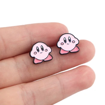 

DZ951 New Kawaii Anime Kirby Earring for women Stainless steel Earring Enamel Art Stud Earrings Gifts Girl