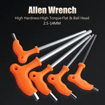 

Hex Key Allen Wrench T-Handle Ball/Flat Head Hexagon Wrench Chrome Vanadium Steel 2.5MM-14MM Spanner Repair Tools Dropshipping