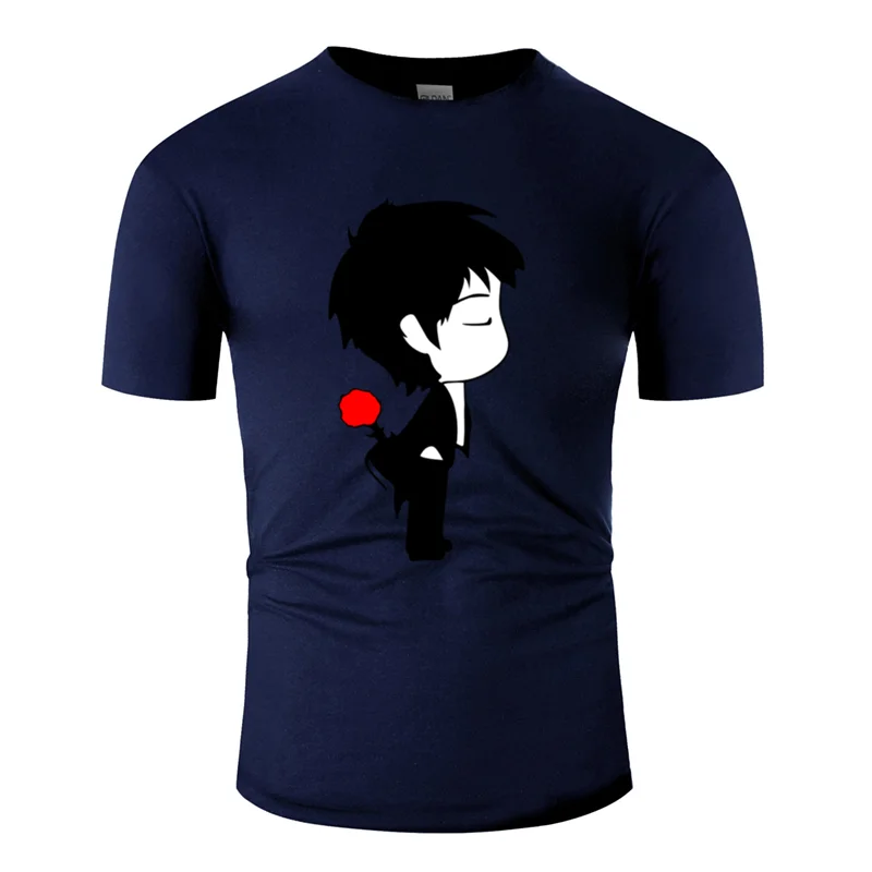 Men-Navy Blue Принт Классическая Милая парная для него футболка для мужчин и женщин сплошной цвет новинка Мужская Футболка Harajuku против морщин хип-хоп - Цвет: Men-Navy Blue